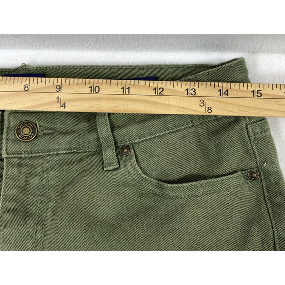 Scoop Jeans Womens Size 8 Retro Boy Olive Green‎ Raw Hem Distress Straight - Picture 9 of 15